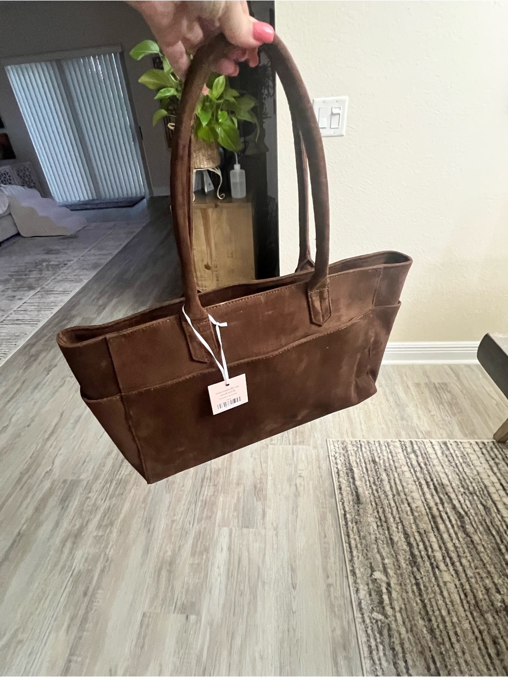 Mali and Lily Classic Brown Suede Tote Bag - Women